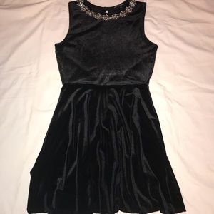 Black Velvet Dress w/ Faux Necklace